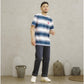 MATSUDA Kaos Pria T-Shirt Stripe Cotton Tsukumi Teal White