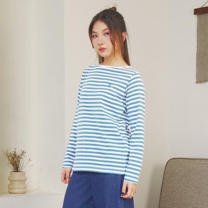 MATSUDA Kaos Wanita Longsleeve Stripe Katun Reiko
