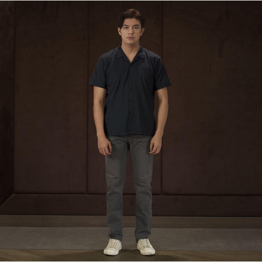 Matsuda Kemeja Pria Lengan pendek Kasual Saikai Navy