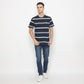MATSUDA T Shirt Pria Kaos Stripe Lengan Pendek Motosu Navy