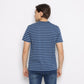 Matsuda T Shirt Pria Kaos Stripe Nantan Oblong Baju Blue Teal - L Blue