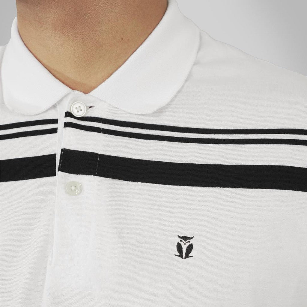 MATSUDA Baju Kaos Polo Shirt Dewasa Stripe Pria Kerah Katun Ureshino White