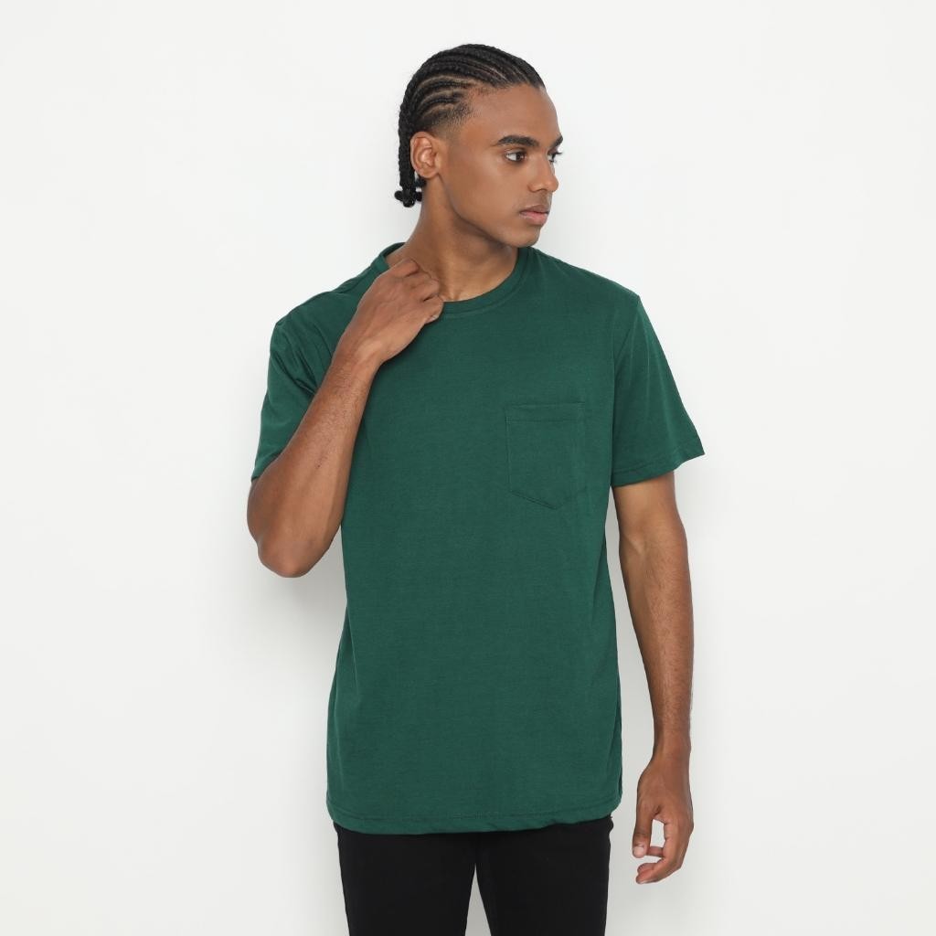 MATSUDA Kaos Polos Pocket T Shirt Cotton Chuo Seri Warna Hijau Variasi Katun Nyaman Pria 3XL