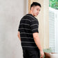 Matsuda Kaos Oversize Stripe Ritto Black Pria Anti Kusut Baju Garis Korean Style Adem