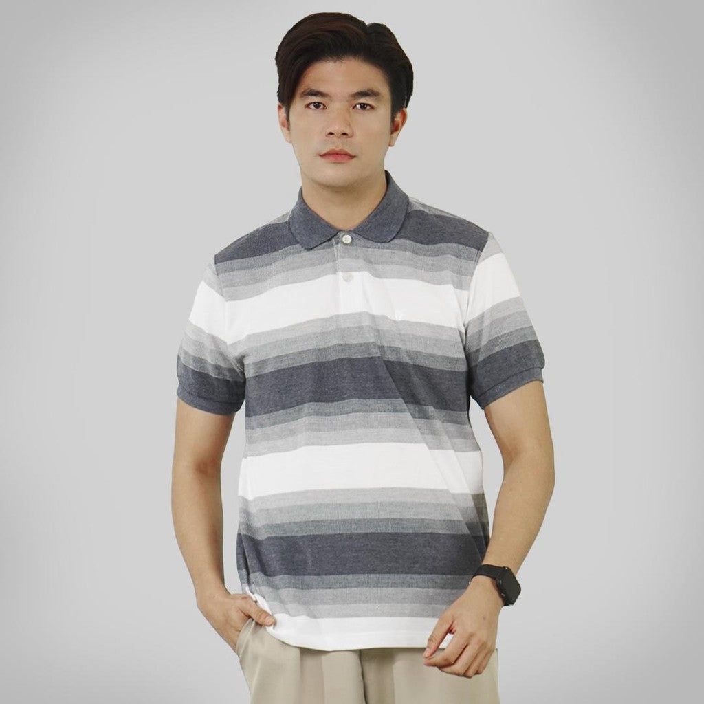 MATSUDA Baju Kaos Polo Shirt Dewasa Stripe Pria Kerah Katun Seto Navy Mel