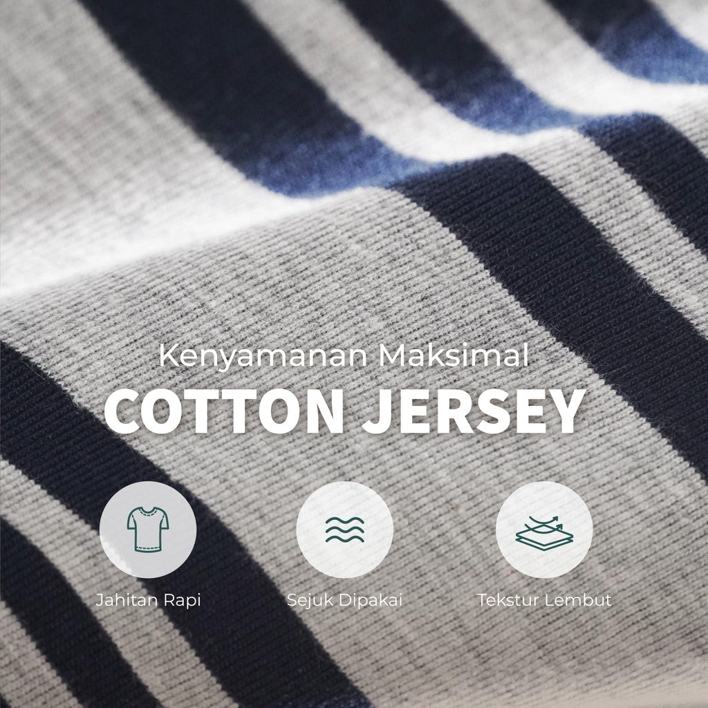 MATSUDA Baju Kaos Polo Shirt Dewasa Stripe Pria Kerah Katun Sanmu Navy