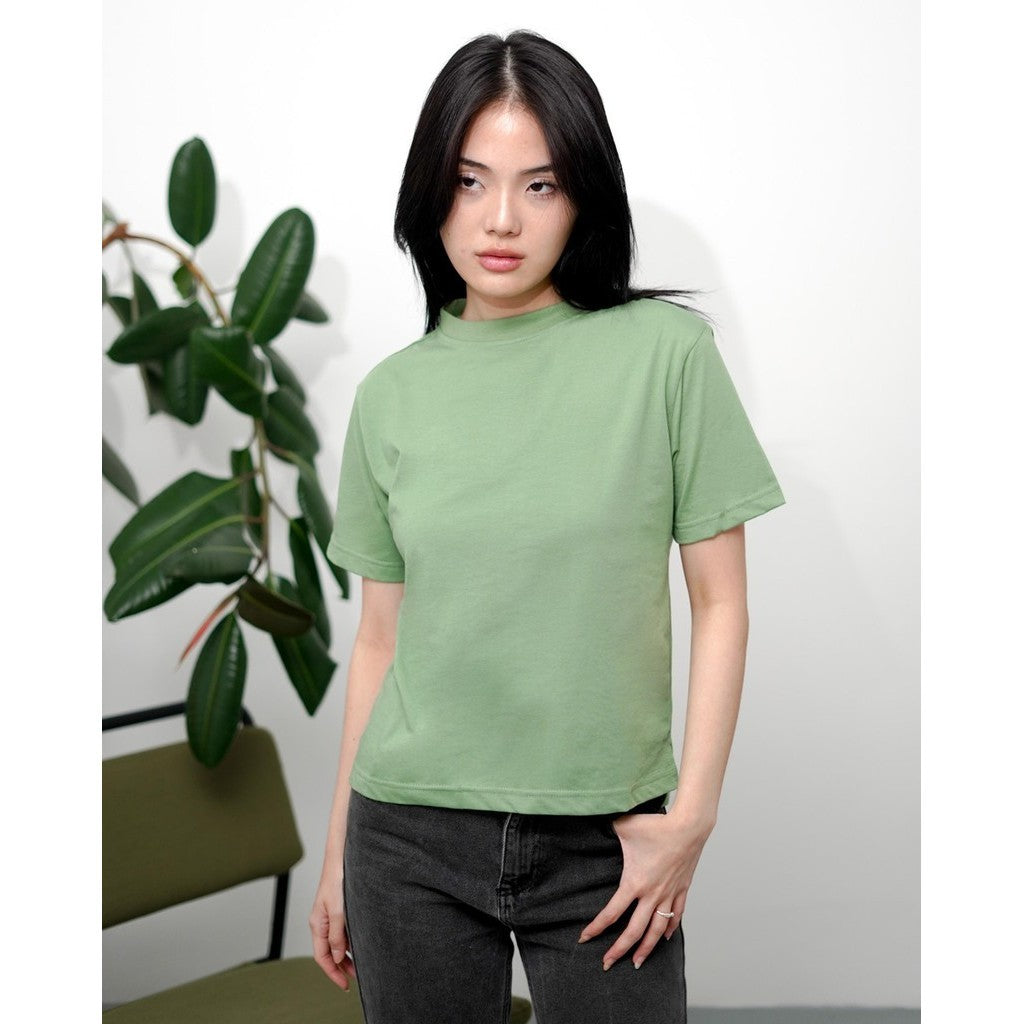 Matsuda Kaos Polos Wanita Cotton T Shirt Loose Fit Elodie MISTLE TOE
