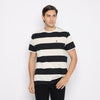 Matsuda T Shirt Pria Kaos Stripe Nanao Black OFF White