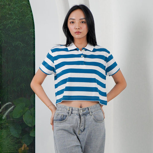 Matsuda Kaos Polo Wanita Crop top katun Marlow