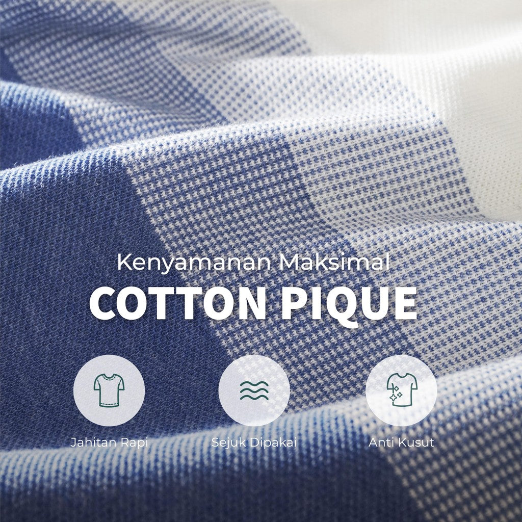 MATSUDA Baju Kaos Polo Shirt Dewasa Stripe Pria Kerah Katun Uji OffWhite