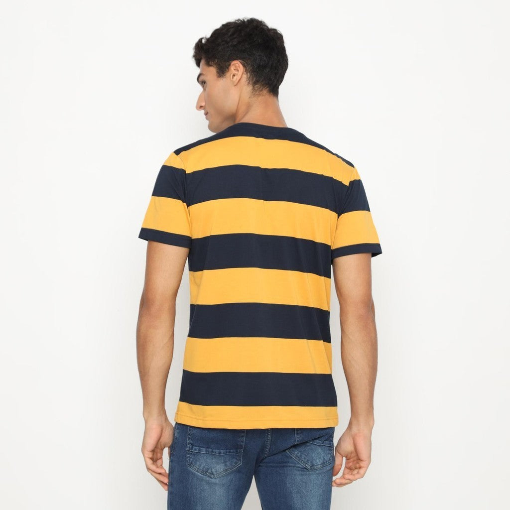 Matsuda T Shirt Pria Kaos Stripe Nanao Gold Navy