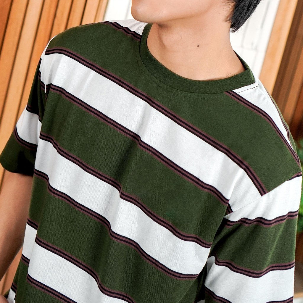 MATSUDA Kaos Oversize Stripe Mobara Olive