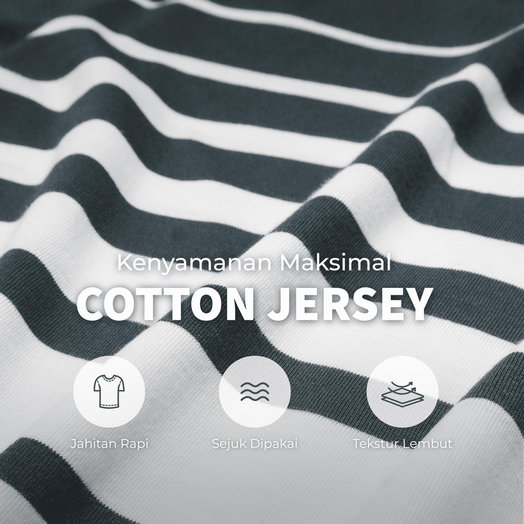 MATSUDA Baju Kaos Polo Shirt Dewasa Stripe Pria Kerah Katun Shinagawa DK Slate
