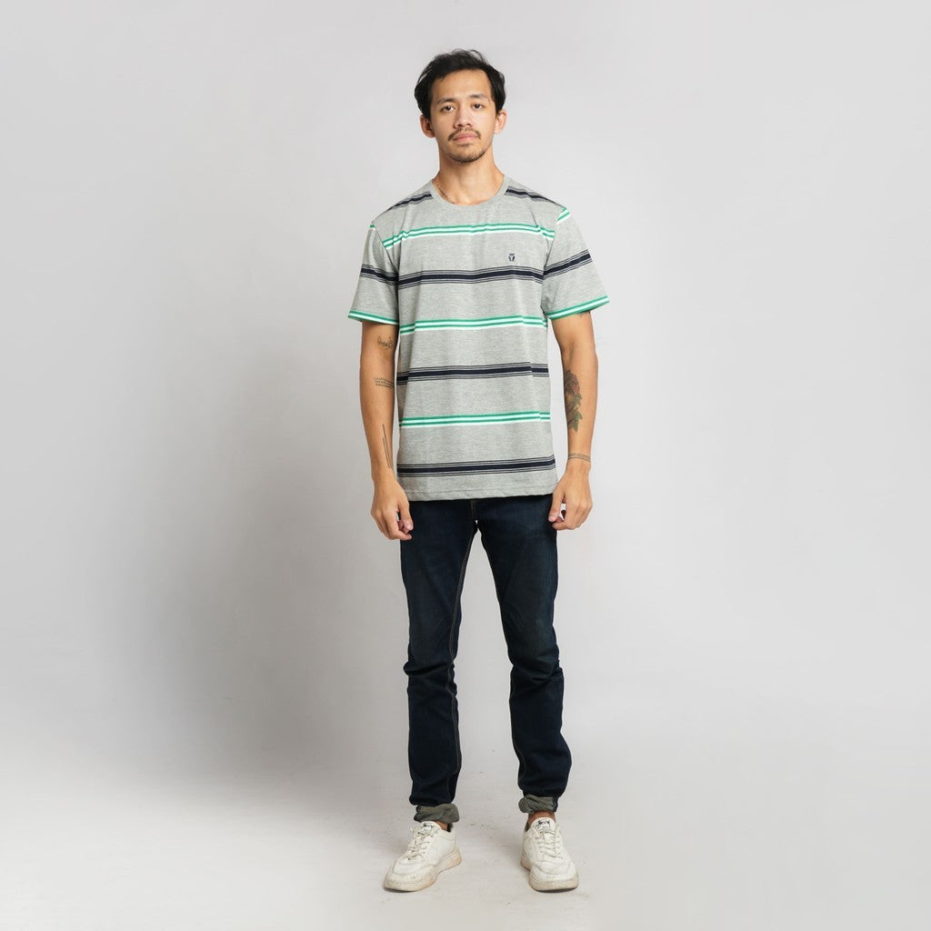 MATSUDA T Shirt Pria Kaos Stripe Motosu Grey