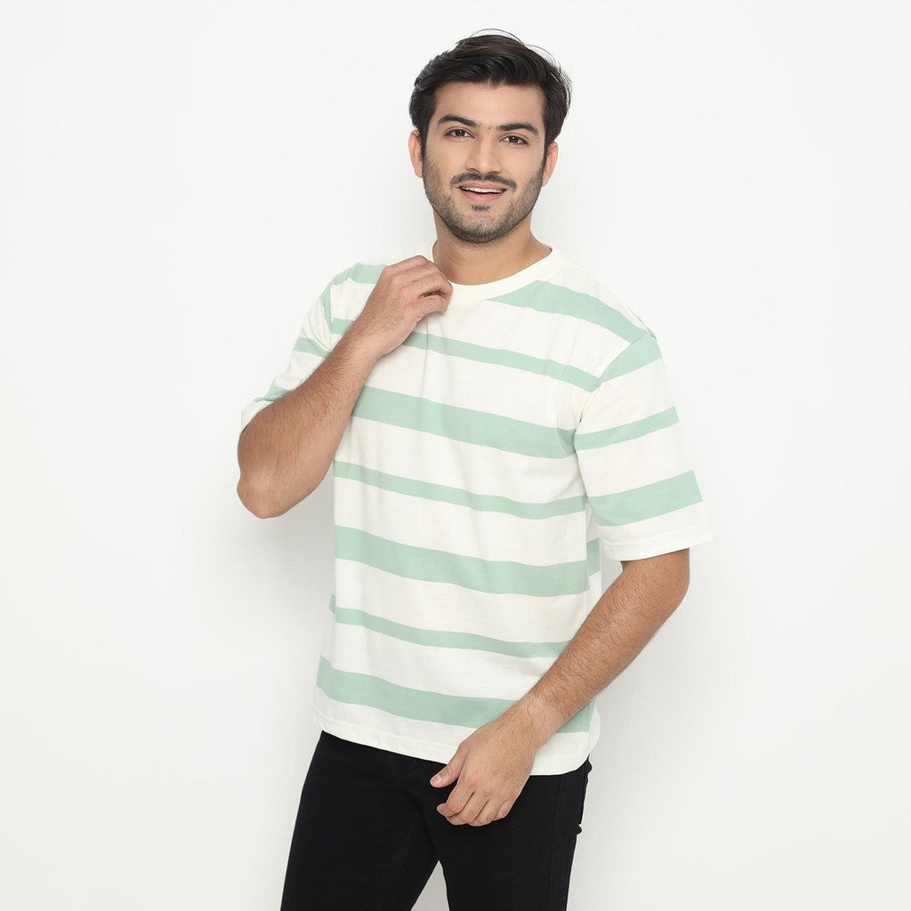 MATSUDA Kaos Oversize Stripe T shirt Narashino Smoke Green