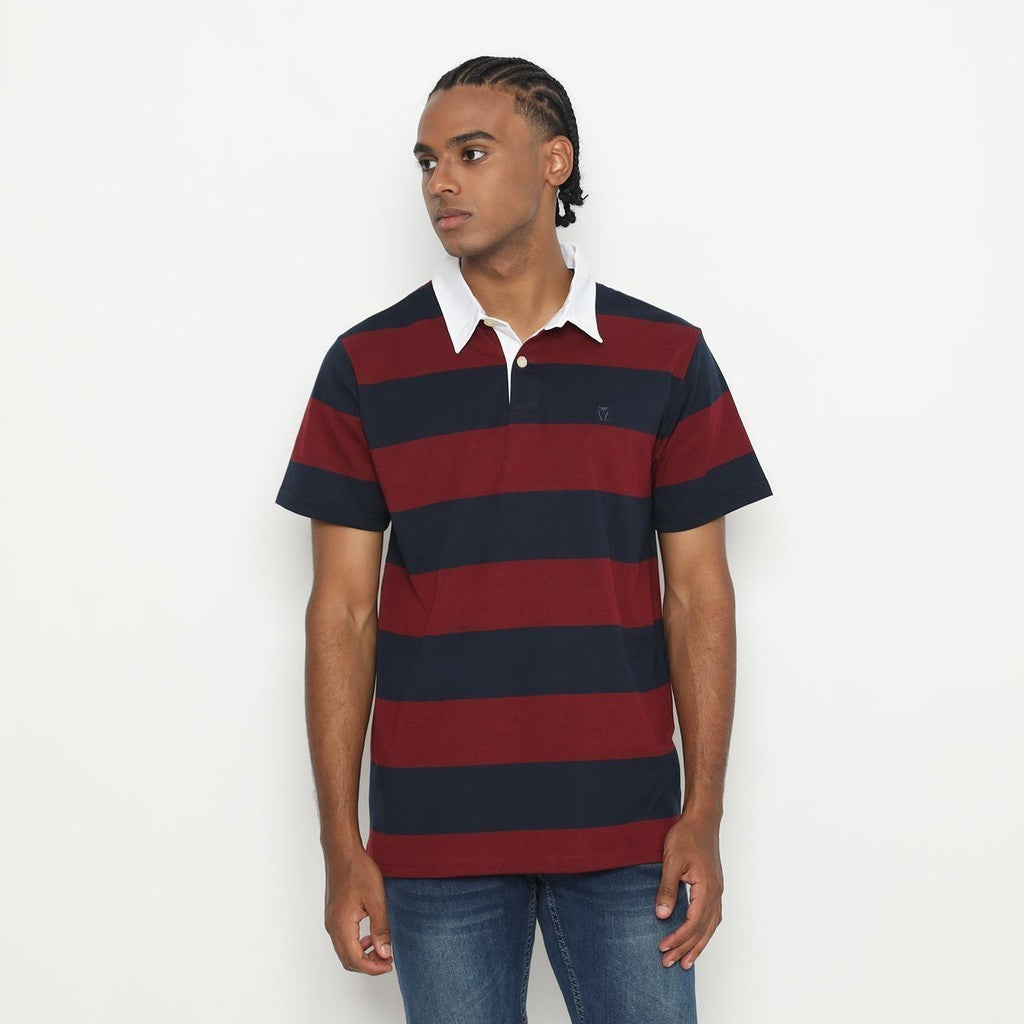Matsuda Kaos Polo Shirt Rugby Pria Noshiro Navy Burgundy