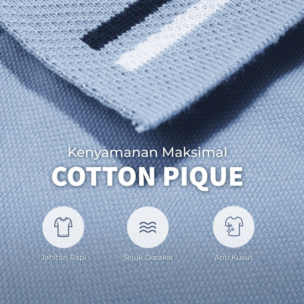 MATSUDA Baju Kaos Polo Shirt Dewasa Pria Kerah Katun Shibushi Light Blue