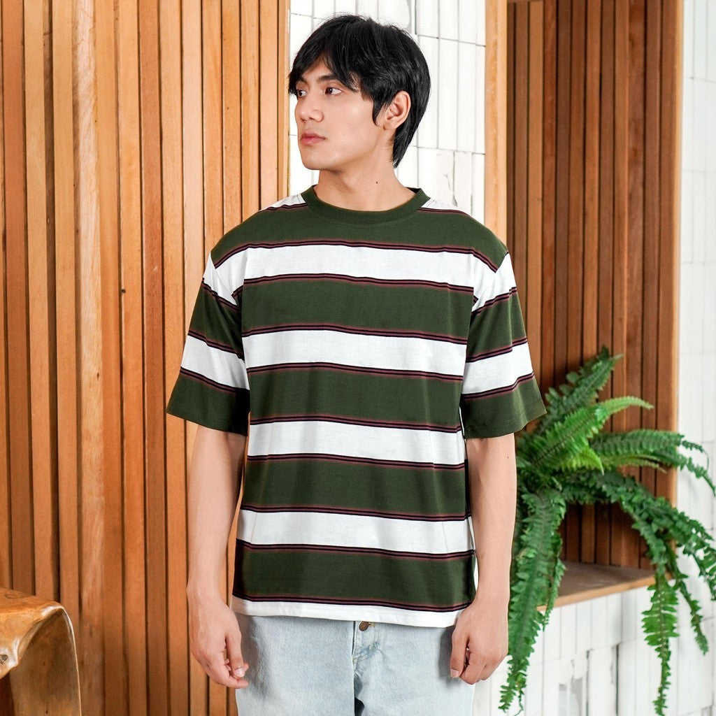 MATSUDA Kaos Oversize Stripe Mobara Olive