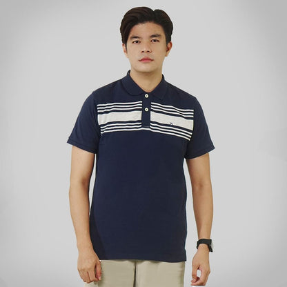 MATSUDA Baju Kaos Polo Shirt Dewasa Stripe Pria Kerah Katun Sanmu Navy