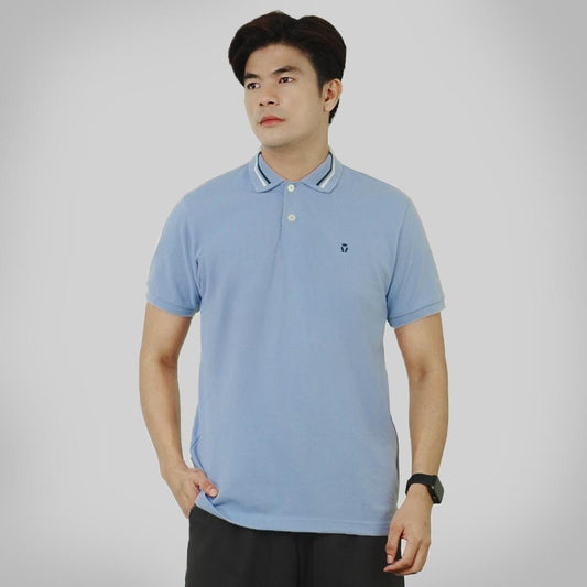 MATSUDA Baju Kaos Polo Shirt Dewasa Pria Kerah Katun Shibushi Light Blue