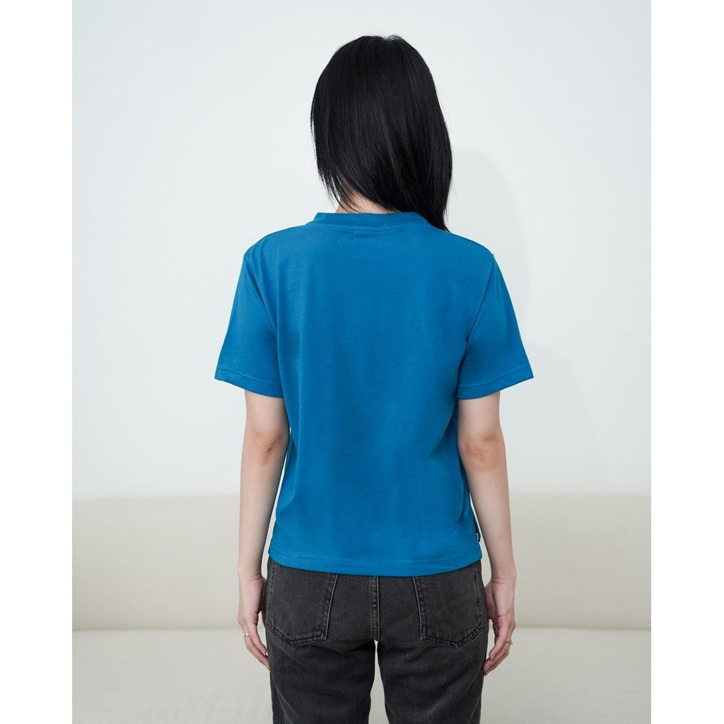Matsuda Kaos Polos Wanita Cotton T Shirt Loose Fit Elodie F BLUE