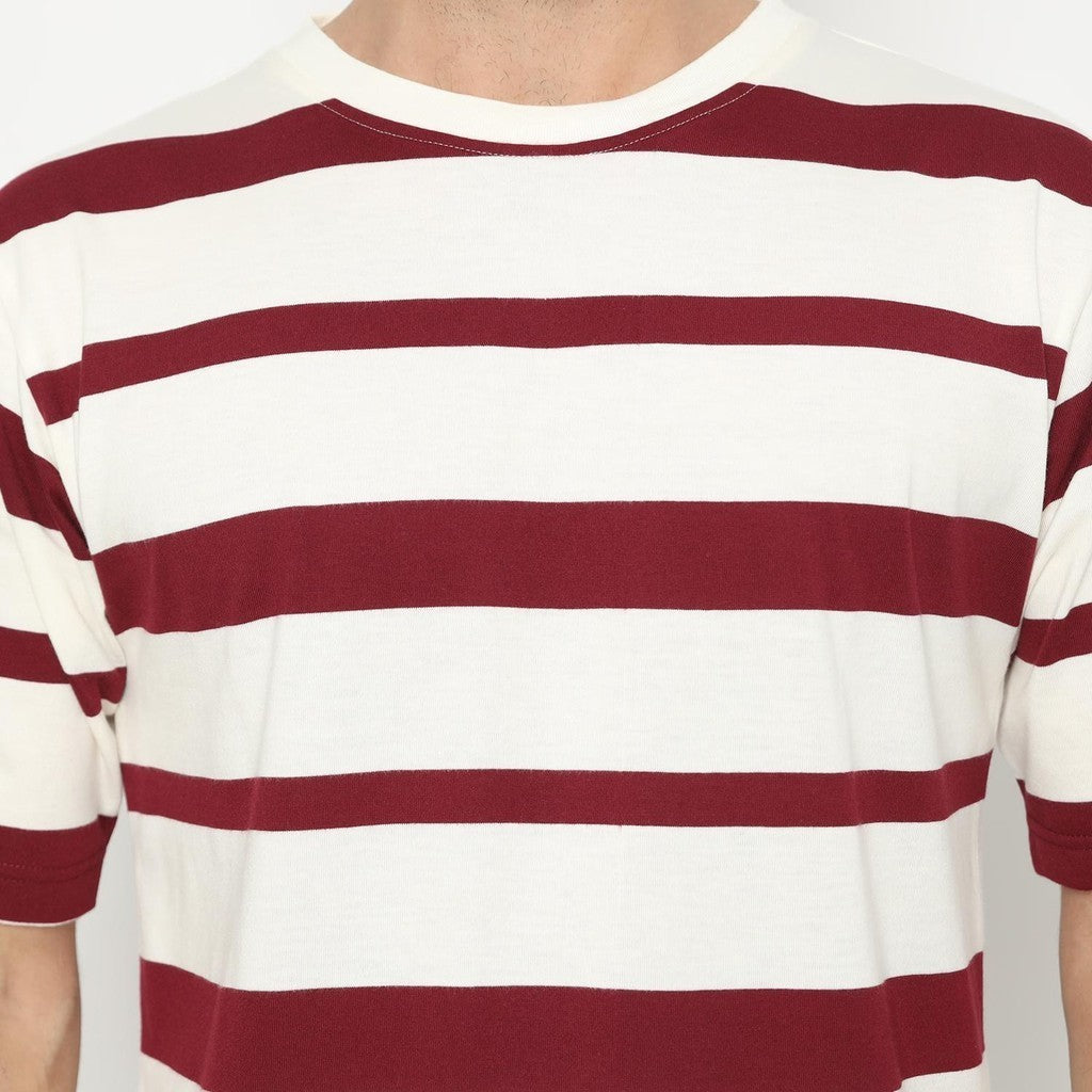 MATSUDA Kaos Oversize Stripe T shirt Narashino Burgundy