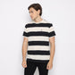 Matsuda T Shirt Pria Kaos Stripe Nanao Black OFF White