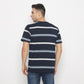 MATSUDA T Shirt Pria Kaos Stripe Lengan Pendek Motosu Navy