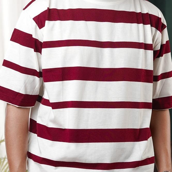 MATSUDA Kaos Oversize Stripe T shirt Narashino Burgundy