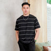 Matsuda Kaos Oversize Stripe Ritto Black Pria Anti Kusut Baju Garis Korean Style Adem