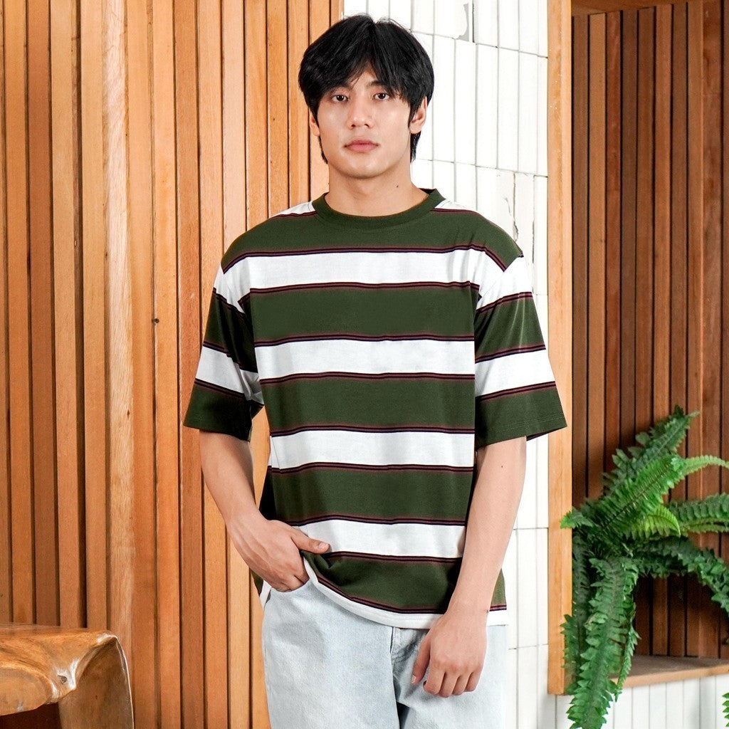 MATSUDA Kaos Oversize Stripe Mobara Olive