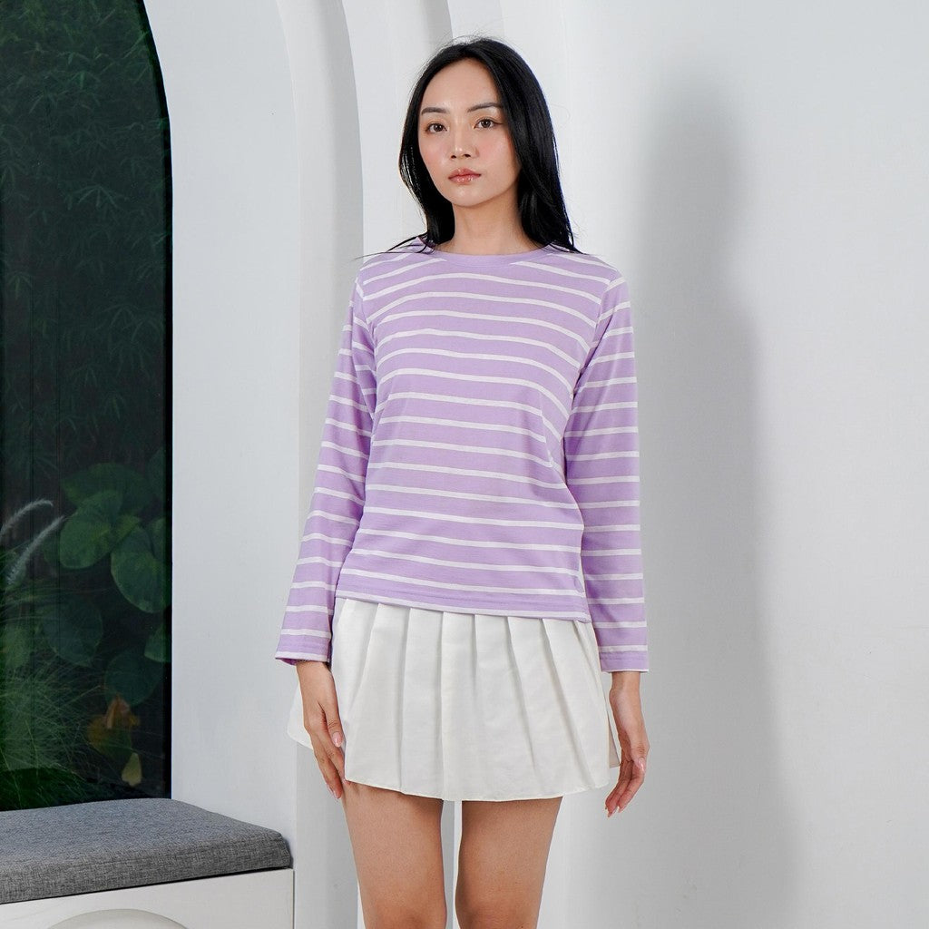 MATSUDA Kaos Wanita T Shirt Stripe Katun Posie