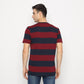 Matsuda T Shirt Pria Kaos Stripe Nanao Baju Katun Combed Garis Navy Burgundy
