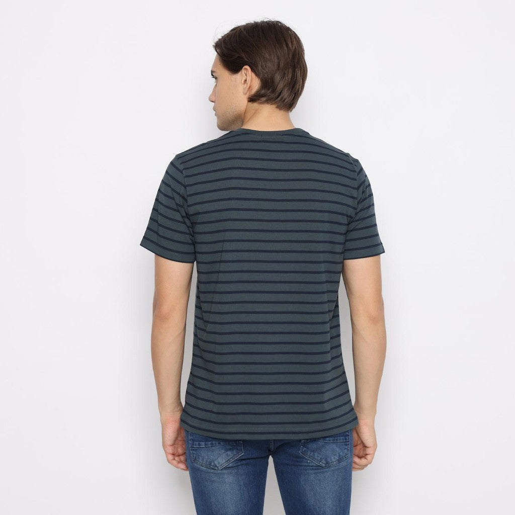 Matsuda T Shirt Pria Kaos Stripe Nantan Oblong Baju DK Slate Navy
