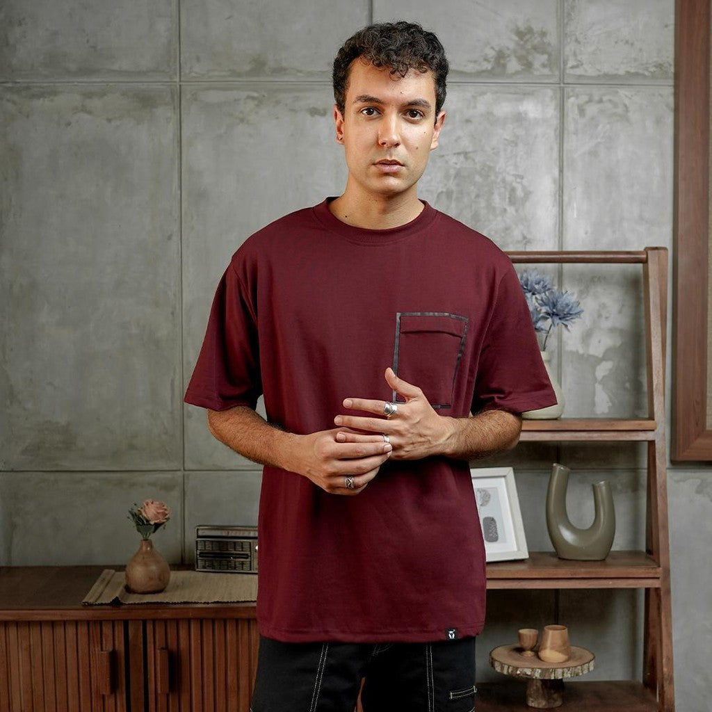 MATSUDA Kaos Oversize T shirt Oblong  Obihiro BURGUNDY