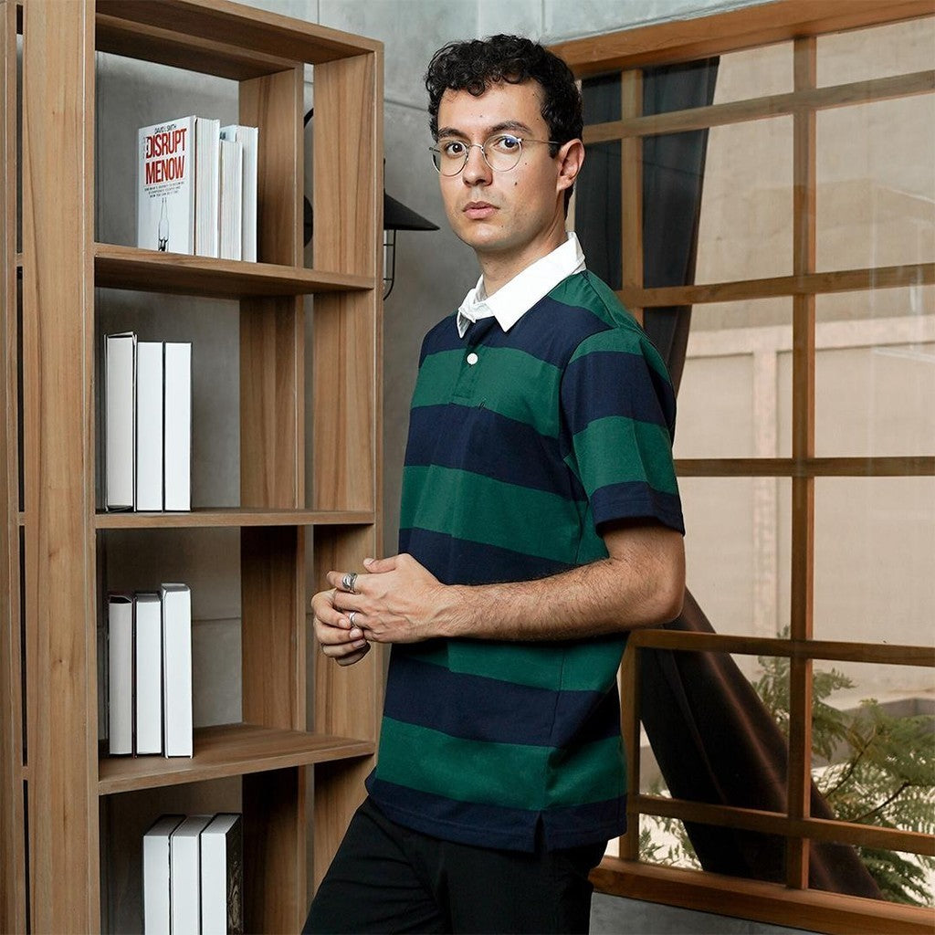 Matsuda Kaos Polo Shirt Rugby Pria Noshiro Green Navy