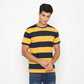 Matsuda T Shirt Pria Kaos Stripe Nanao Gold Navy