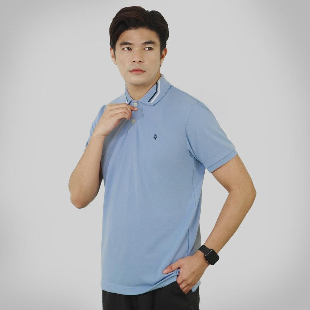 MATSUDA Baju Kaos Polo Shirt Dewasa Pria Kerah Katun Shibushi Light Blue