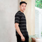 Matsuda Kaos Oversize Stripe Ritto Black Pria Anti Kusut Baju Garis Korean Style Adem