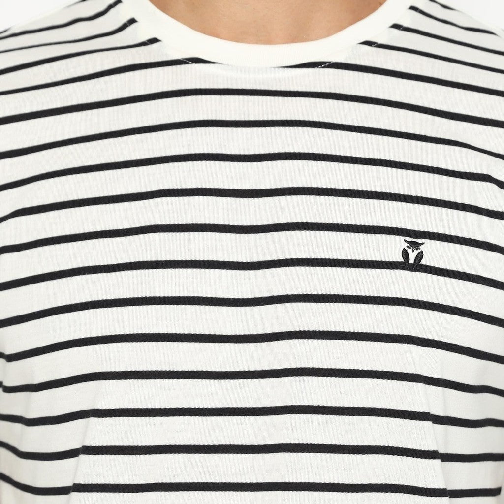 Matsuda T Shirt Pria Kaos Stripe Nantan Oblong Baju Off White Black