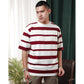 MATSUDA Kaos Oversize Stripe T shirt Narashino Burgundy