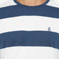 Matsuda T Shirt Pria Kaos Stripe Nanao  Blue Teal White