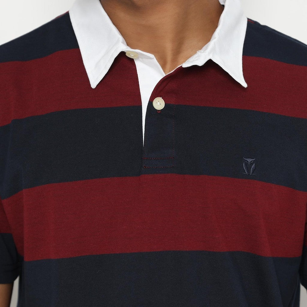 Matsuda Kaos Polo Shirt Rugby Pria Noshiro Navy Burgundy