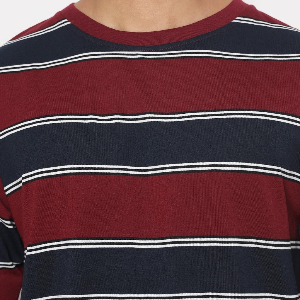 MATSUDA Kaos Oversize Stripe Mobara Burgundy