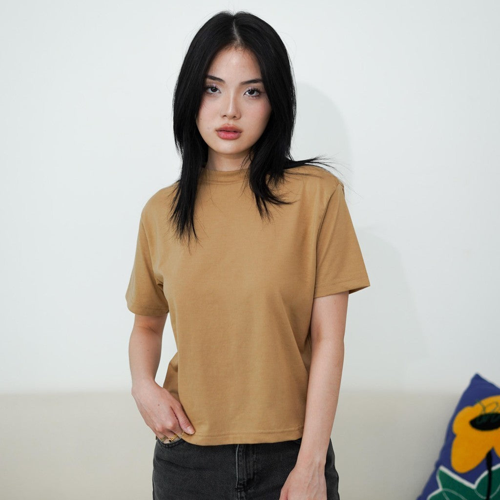 Matsuda Kaos Polos Wanita Cotton T Shirt Loose Fit Elodie ICE COFFEE