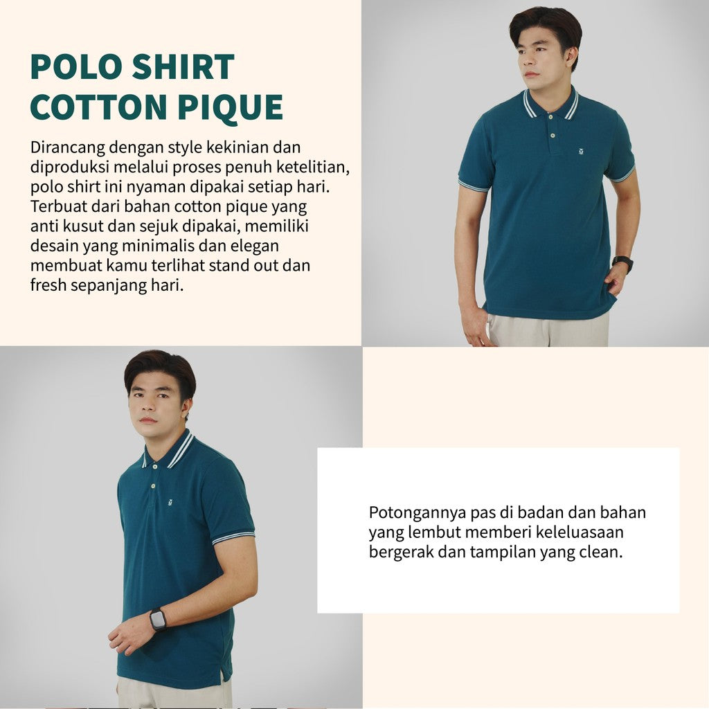 MATSUDA Kaos Polo Shirt Pria Kerah Onomichi Blue Coral