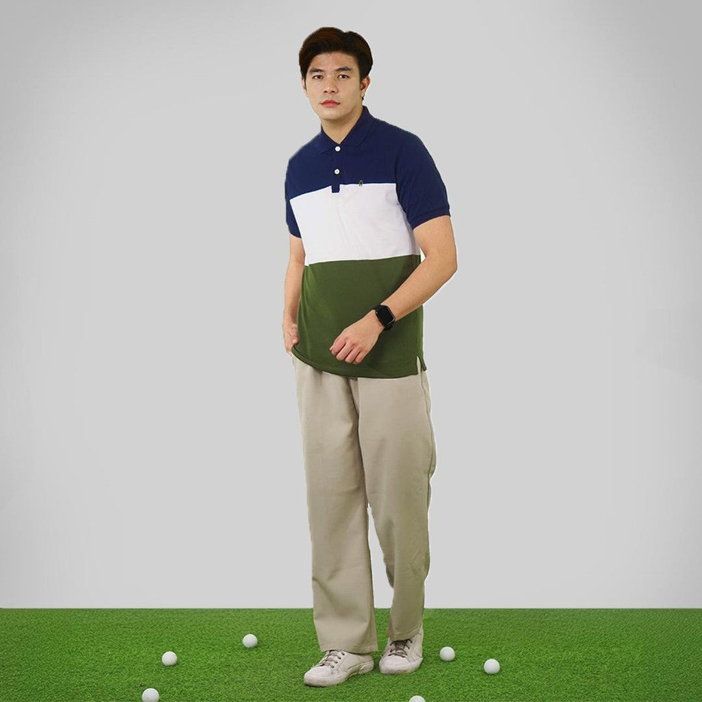 MATSUDA Baju Kaos Polo Shirt Dewasa Stripe Pria Kerah Katun Yukuhashi Navy