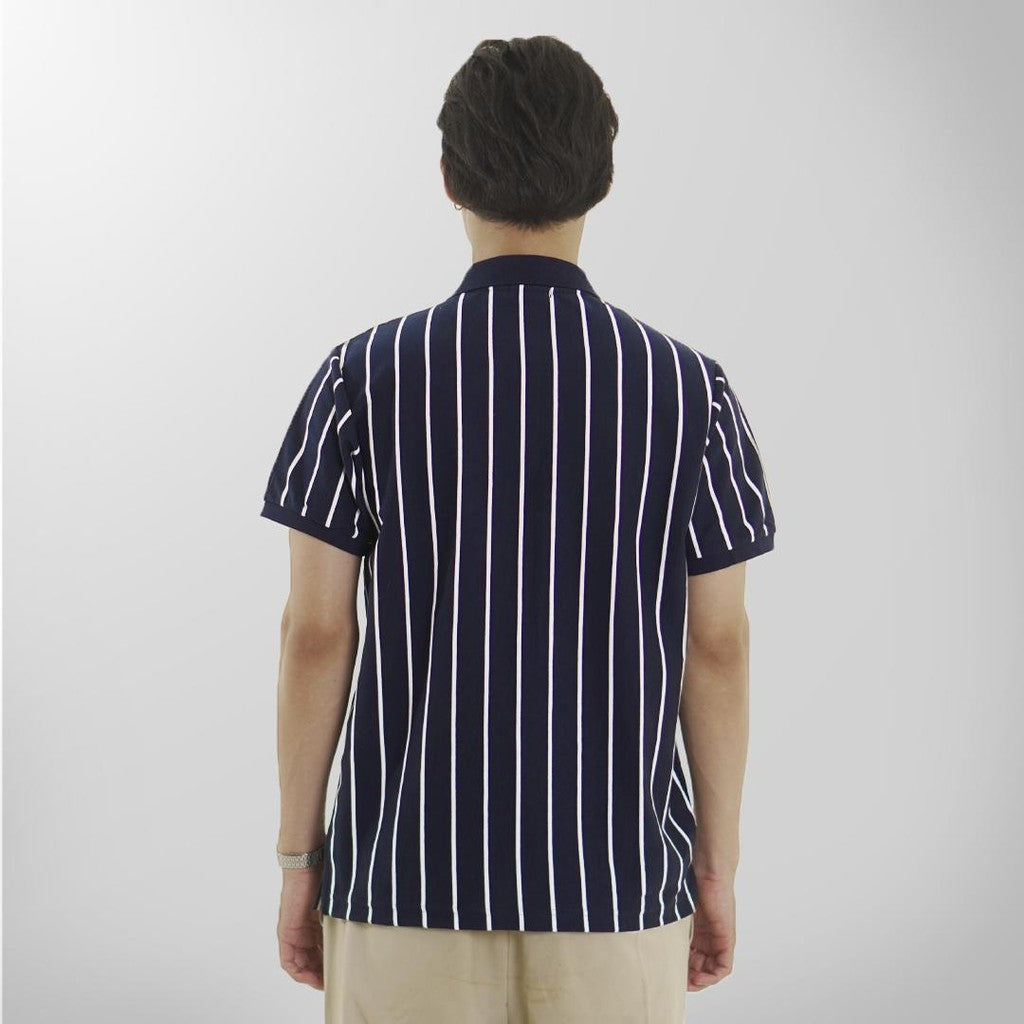 MATSUDA Baju Kaos Polo Shirt Dewasa Stripe Pria Kerah Katun Otawara Navy