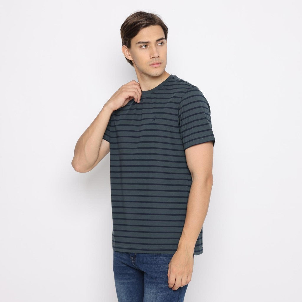 Matsuda T Shirt Pria Kaos Stripe Nantan Oblong Baju DK Slate Navy