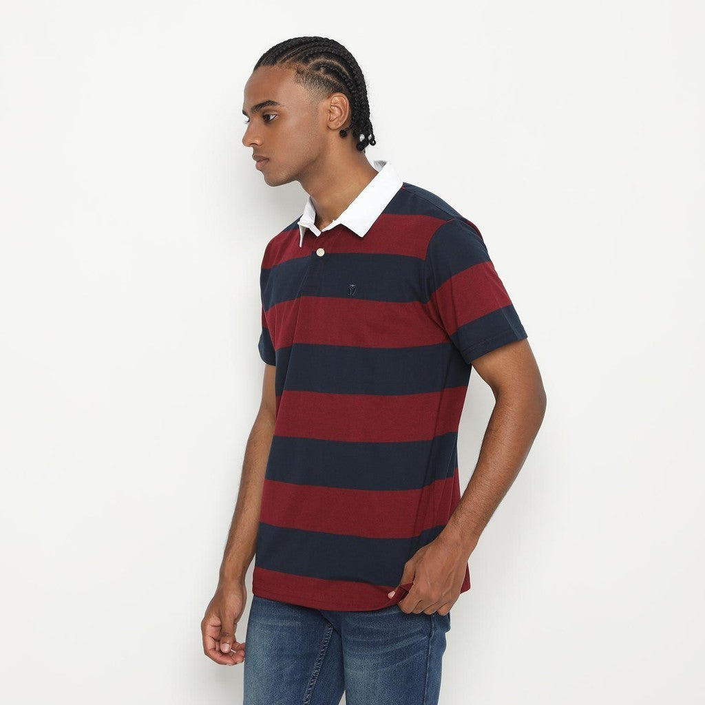 Matsuda Kaos Polo Shirt Rugby Pria Noshiro Navy Burgundy